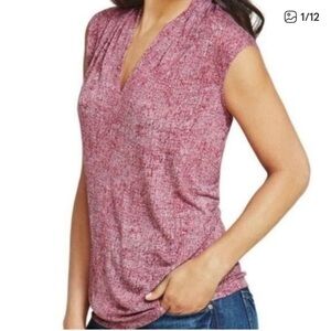 CAbi raspberry knit sleeveless V-neck top